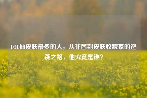LOL抽皮肤最多的人，从非酋到皮肤收藏家的逆袭之路，他究竟是谁？