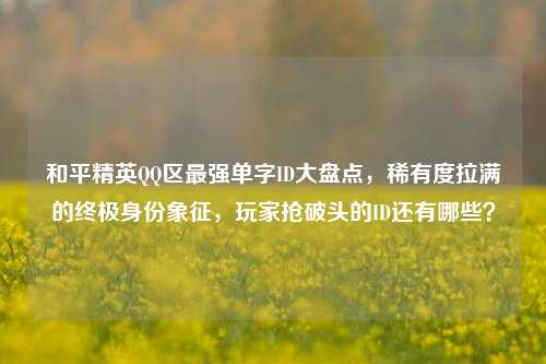 和平精英QQ区最强单字ID大盘点，稀有度拉满的终极身份象征，玩家抢破头的ID还有哪些？
