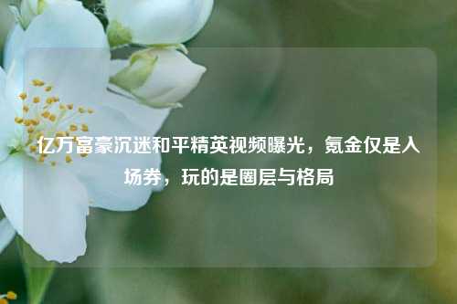 亿万富豪沉迷和平精英视频曝光，氪金仅是入场券，玩的是圈层与格局
