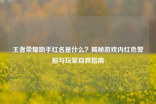 王者荣耀助手红名是什么？揭秘游戏内红色警报与玩家自救指南