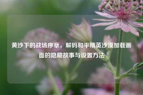 黄沙下的战场序章，解码和平精英沙漠加载画面的隐藏故事与设置方法
